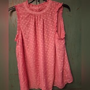 🐈Torrid 2X Pink Sleeveless Ruffle Top